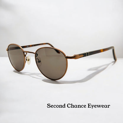 Persol PO2422S Brass Metal Sunglasses Fashioned with Brand New Custom Berko's Designs Blue/Grey Lenses