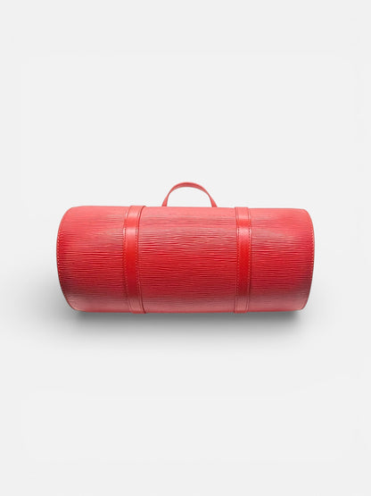 Louis Vuitton Red Epi Leather Barrel Handbag Papillon Made in France Authentic