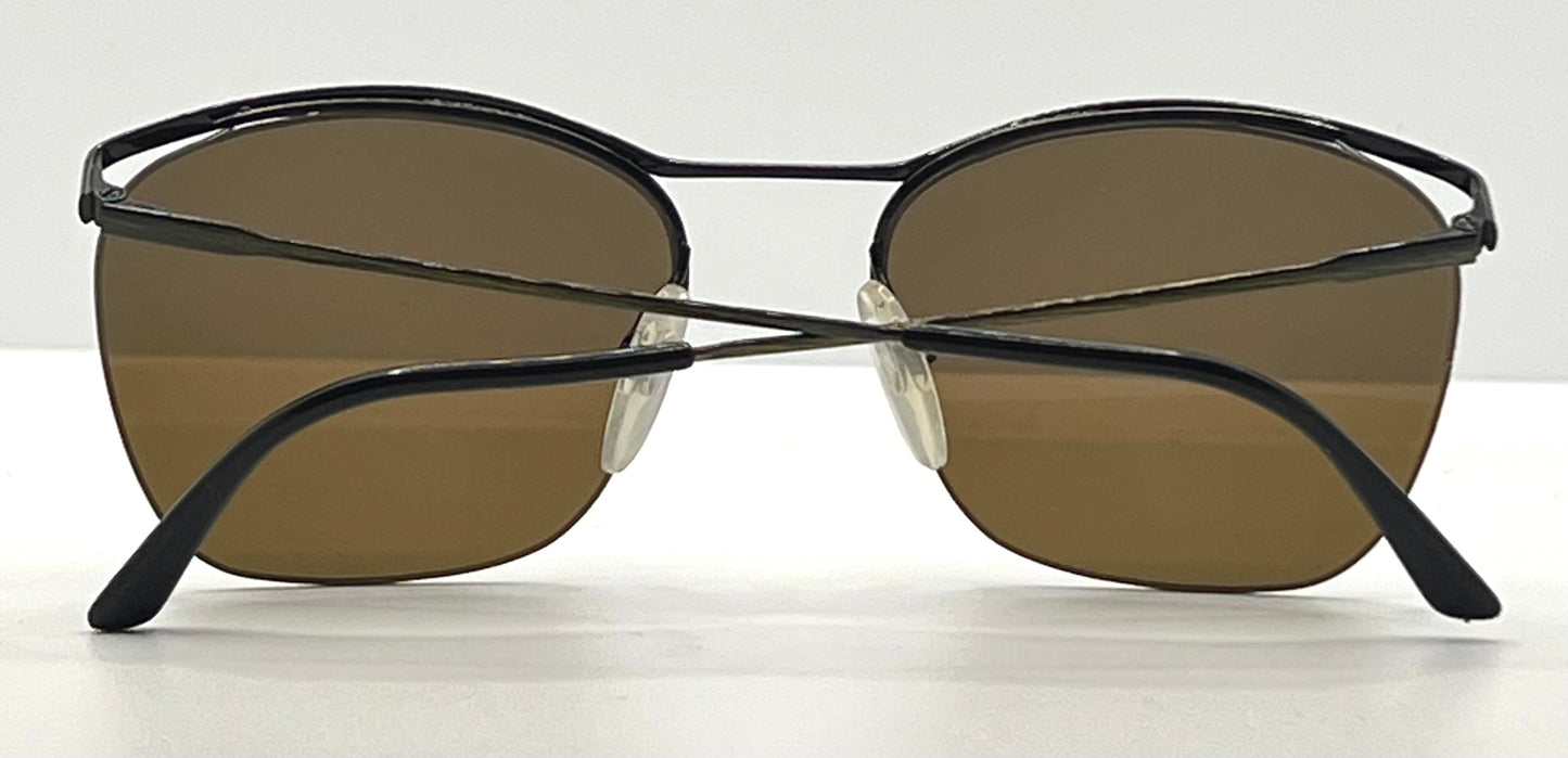 Metalflex LG Vintage Sunglasses-Half Rim Wire Frame-Brown Lenses-Italy-55mm