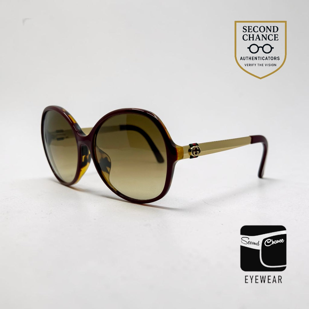 Gucci GG3796/F/S LV5CC Oversized Butterfly Sunglasses Gold Brown Authentic