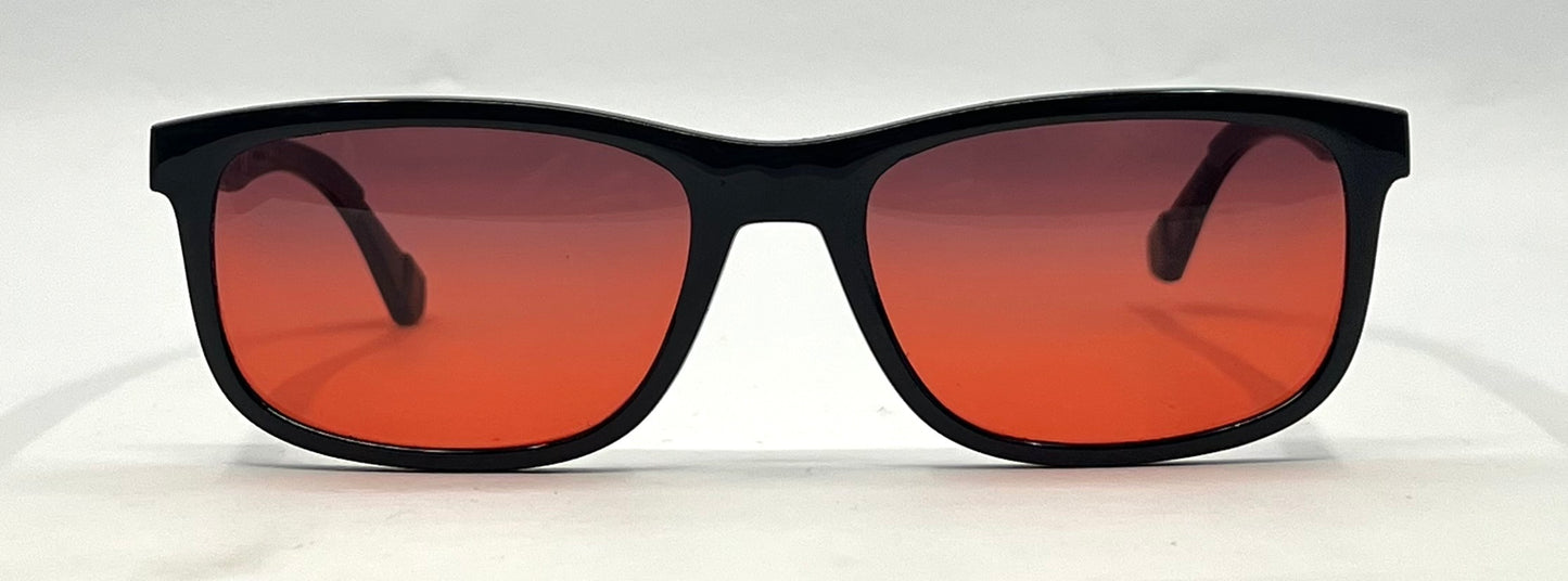 Emporio Armani EA 3164 Black Sunglasses w/New Grey-Red Custom Gradient Lenses-56mm