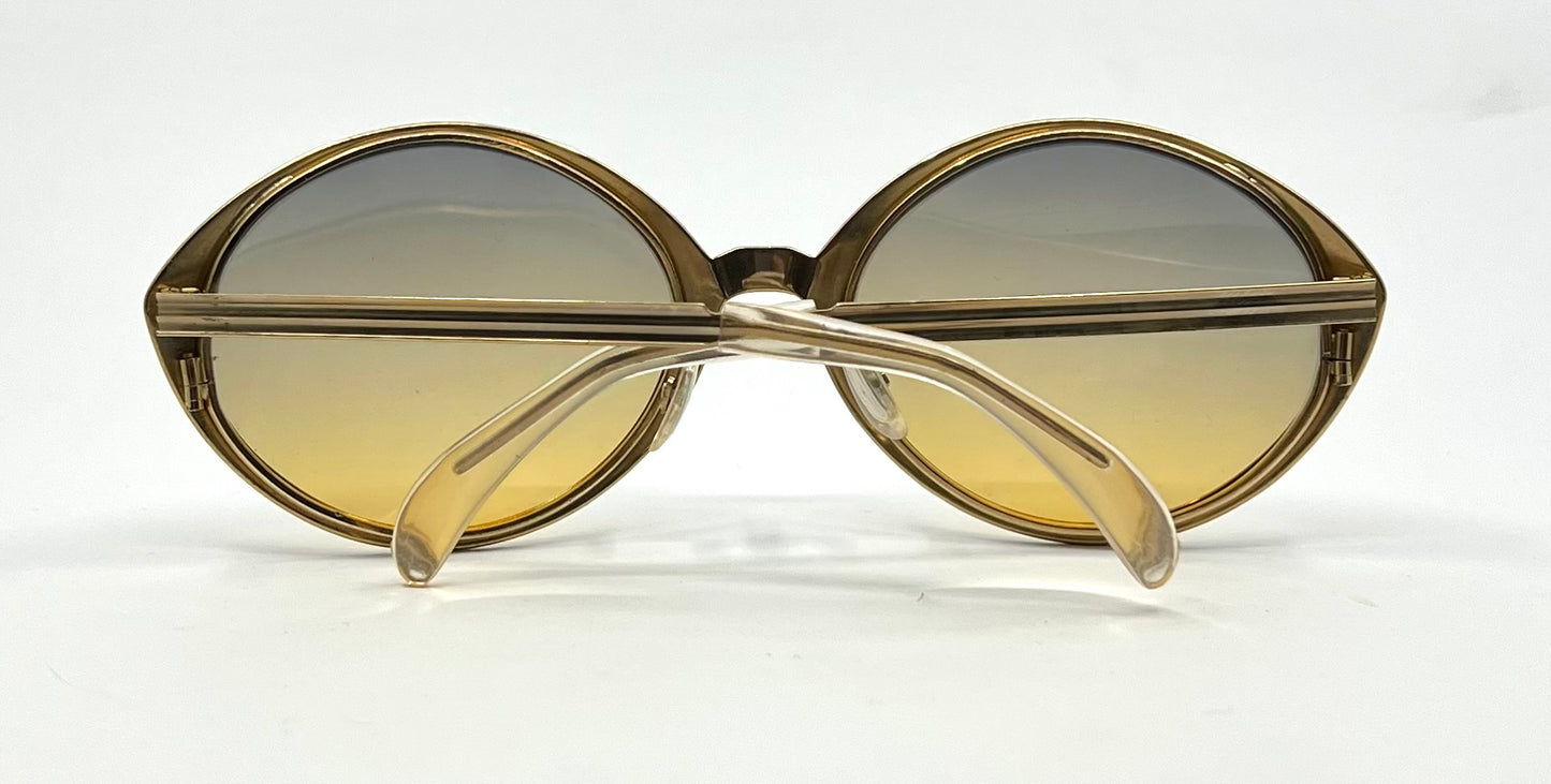 Italian Avant-Garde Round Gold Sunglasses-Vintage Deadstock w/ Second Chance Customs Gradient Lenses