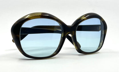 Fiorucci Oversized Vintage Sunglasses w/New Solid Sky Blue Day/Night Custom Tinted Lenses
