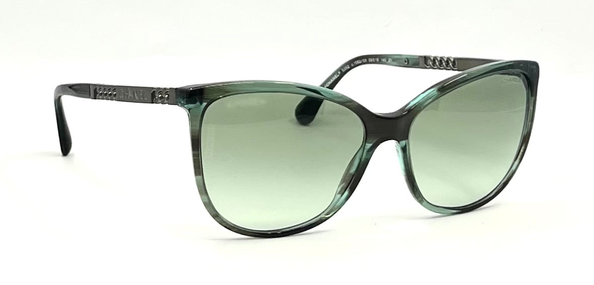 CHANEL 5352-Green Cat Eye VINTAGE Sunglasses-UNWORN-Italy-59mm