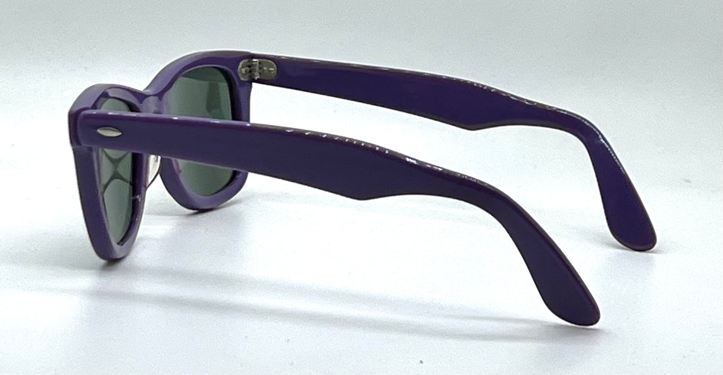 Vintage Handmade USA Purple Acetate Sunglasses Original B&L Green Lenses NOS
