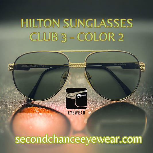 HILTON LONDON Sunglasses Mod. CLUB 3 - Col.2 54mm Gold Plated Frame-Authentic