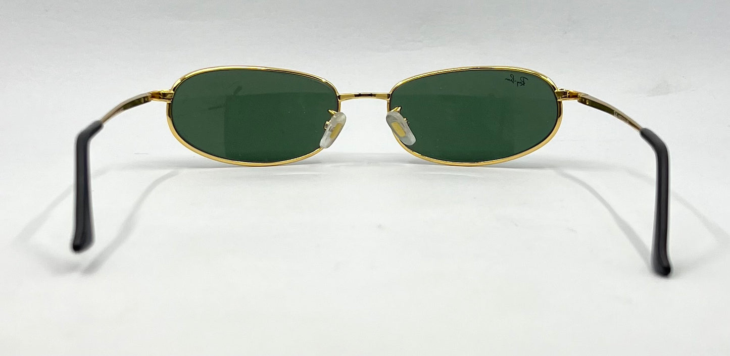 Ray-Ban RB8020 ORBS 001 Gold Oval Sunglasses-Green G-15 Glass-59mm-Italy