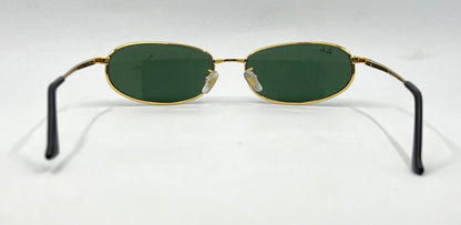 Ray-Ban RB8020 ORBS 001 Gold Oval Sunglasses-Green G-15 Glass-59mm-Italy