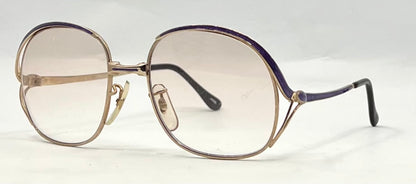 Vintage GILT ISABEL 52-18 Gold Purple Enamel Japan Sunglasses