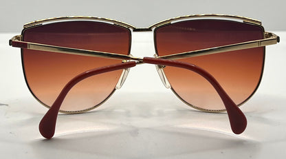 Silhouette M6078 V6051 Vintage Sunglasses Gold/Red w/New Gradient Custom Lenses-57mm-NOS
