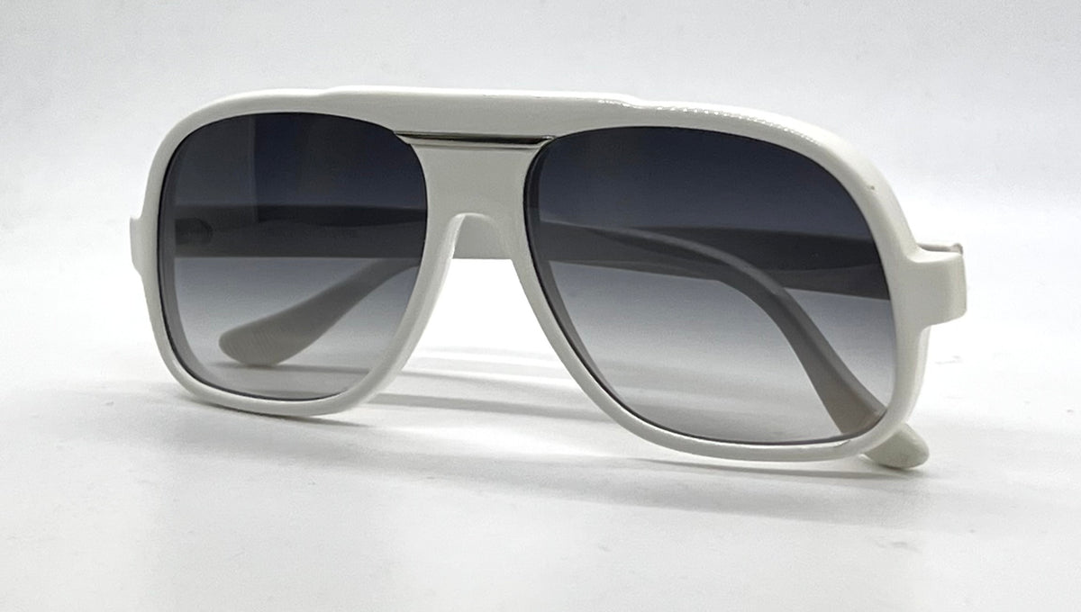 SRO VINTAGE Optical White Oversized Aviator Sunglasses-New Gray Gradient Lens-USA