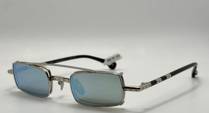 Brand New Philippe V X2 Titanium Rectangle Glasses | Yellow Lenses | Mirrored Silver Clip-On | Made in Japan