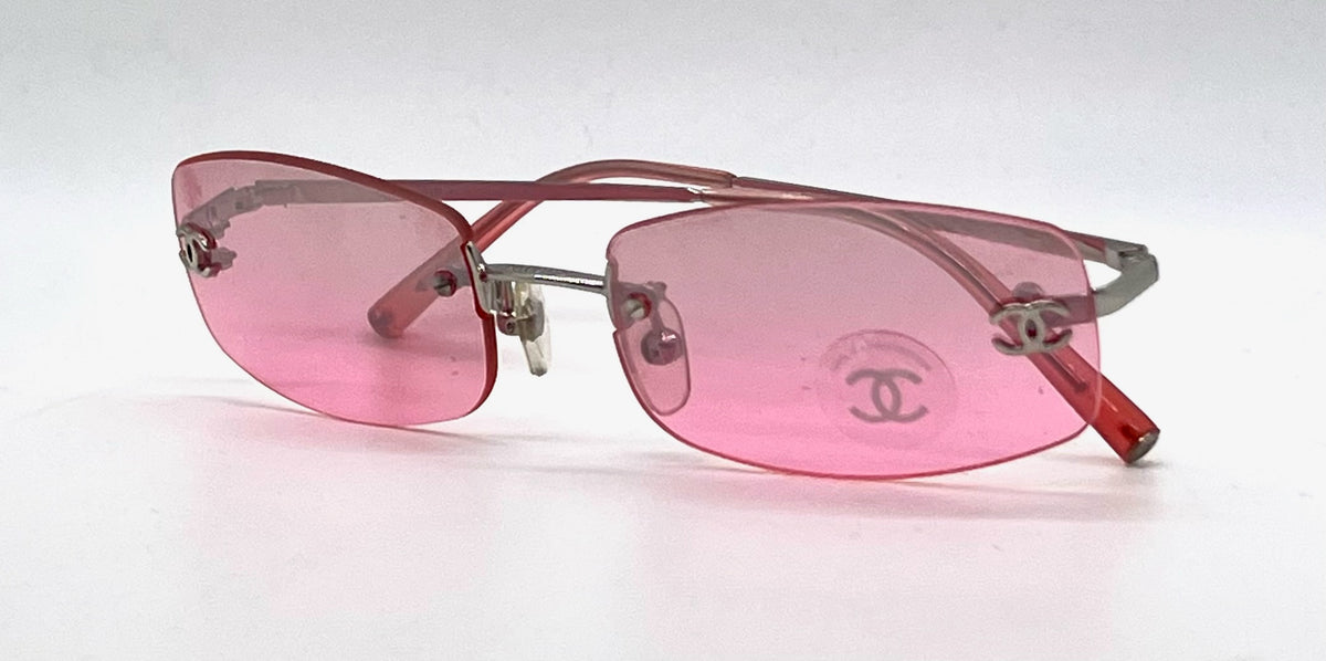 Chanel 4002 124/58 Vintage Y2K Rimless CC Pink Sunglasses-Unworn/Original/Italy