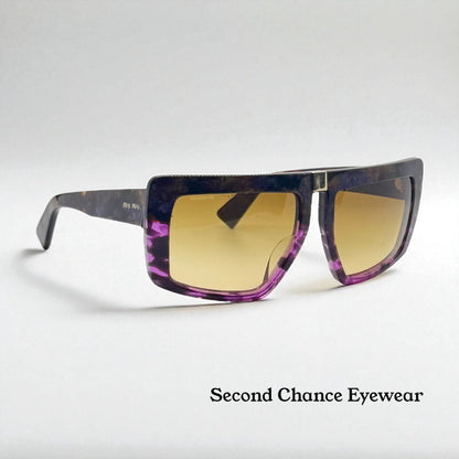 Miu Miu Smu 05O Vintage Sunglasses-Marbled Purple Amber Frame-Italy-55Mm