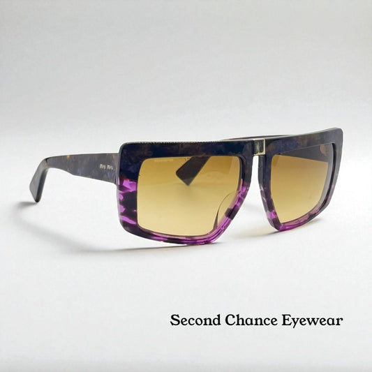 Miu Miu Smu 05O Vintage Sunglasses-Marbled Purple Amber Frame-Italy-55Mm