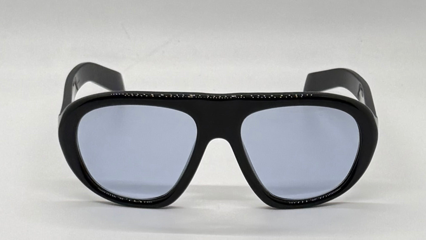 Prada SPR C05 Oversized Shield Sunglasses Black Unworn Full Kit Italy
