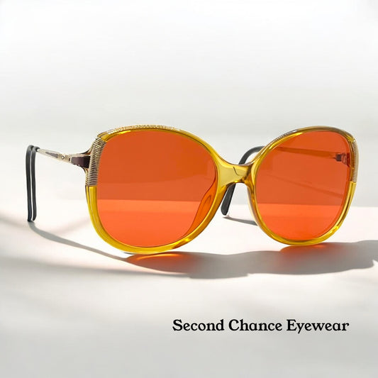 Dior 2299 11 Vintage Sunglasses-Translucent Amber Frame w/New, Custom Molten Amber Lenses-Deadstock