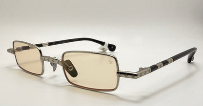 Brand New Philippe V X2 Titanium Rectangle Glasses | Yellow Lenses | Mirrored Silver Clip-On | Made in Japan