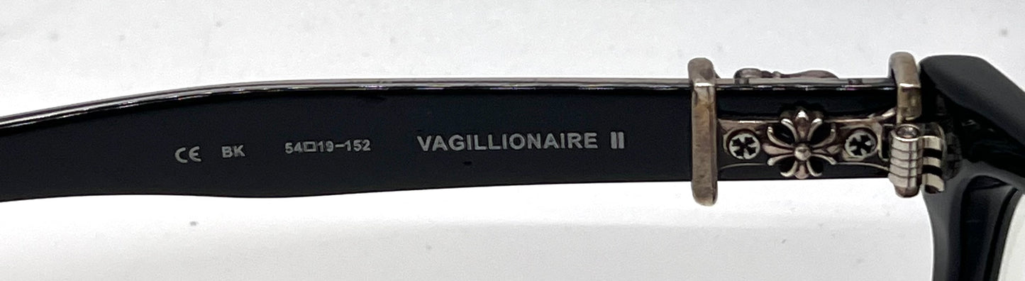 Chrome Hearts Vagillionaire II BK Black Optical Eyeglasses-Unworn-Full Kit-Japan