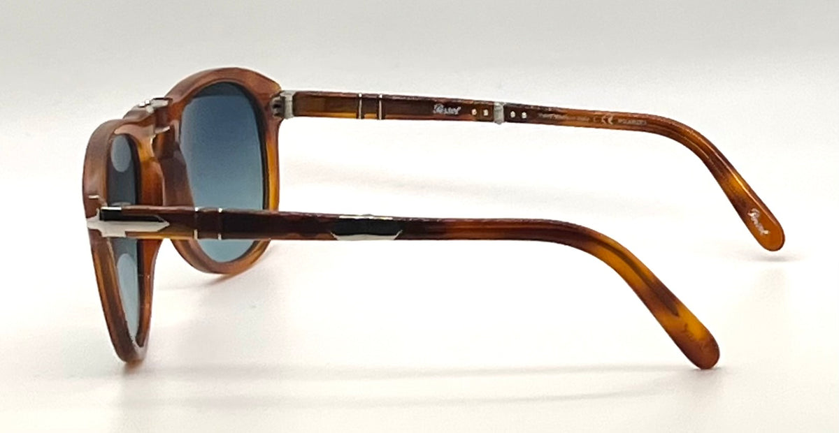 Persol 714SM Steve McQueen Light Havana Blue Sunglasses Unworn Case Made Italy