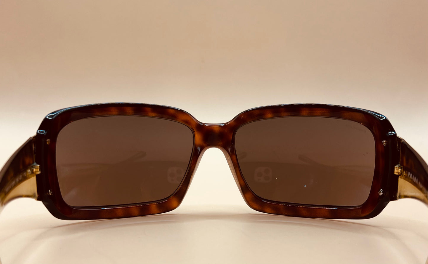 PRADA ITALY SPR 01H 61[]16 2AU-5G1 115 BROWN TONE SHINY TORTOISE WRAP SUNGLASSES-REFURBISHED