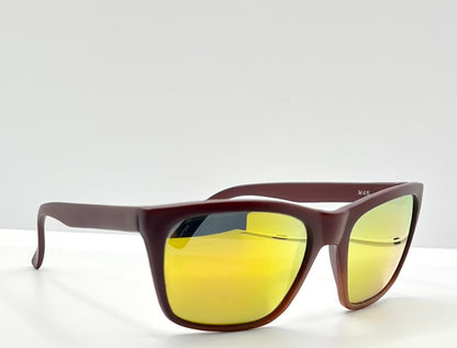 Mira M45 Vintage Sunglasses – Matte Red Frame w/ Yellow Mirror Lenses – NOS