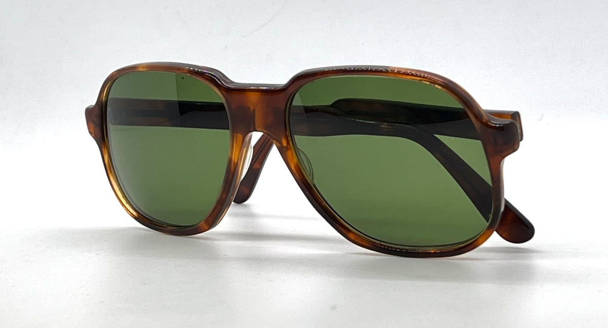 Tart Optical ACE HIGH-Vintage Amber Aviator Sunglasses-New Custom Green Lenses USA