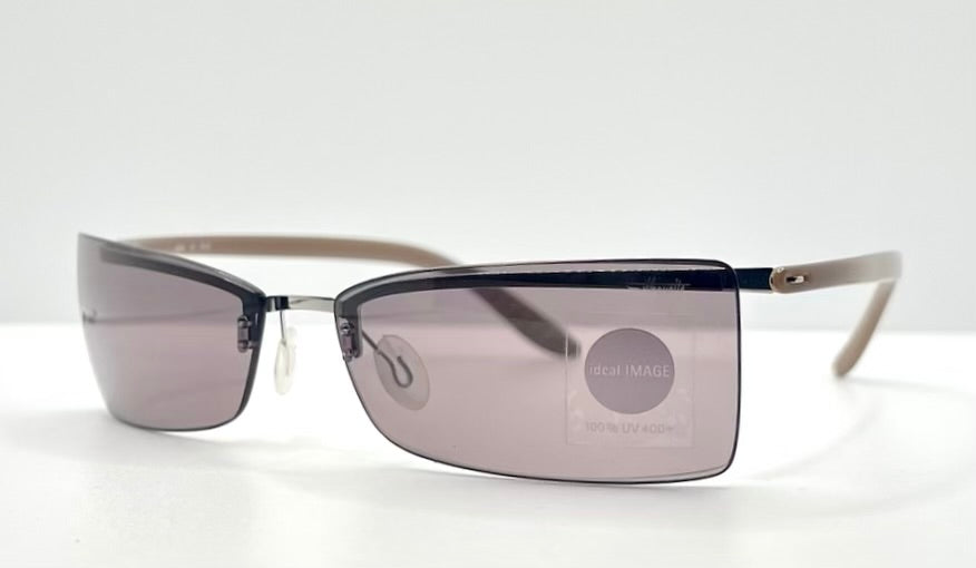 Silhouette 8596 10 6125 Vintage Sunglasses-Lavender Rimless Wrap Shield-Deadstock