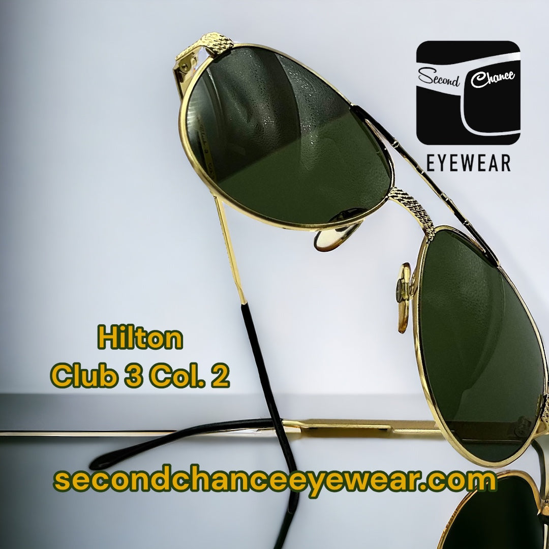 HILTON LONDON Sunglasses Mod. CLUB 3 - Col.2 54mm Gold Plated Frame-Authentic