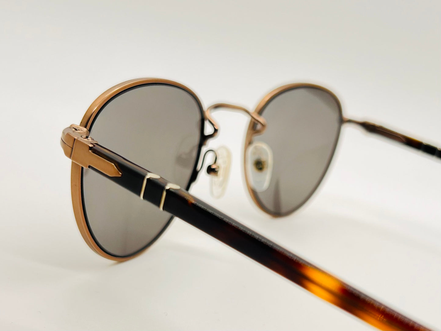 Persol PO2422S Brass Metal Sunglasses Fashioned with Brand New Custom Berko's Designs Blue/Grey Lenses