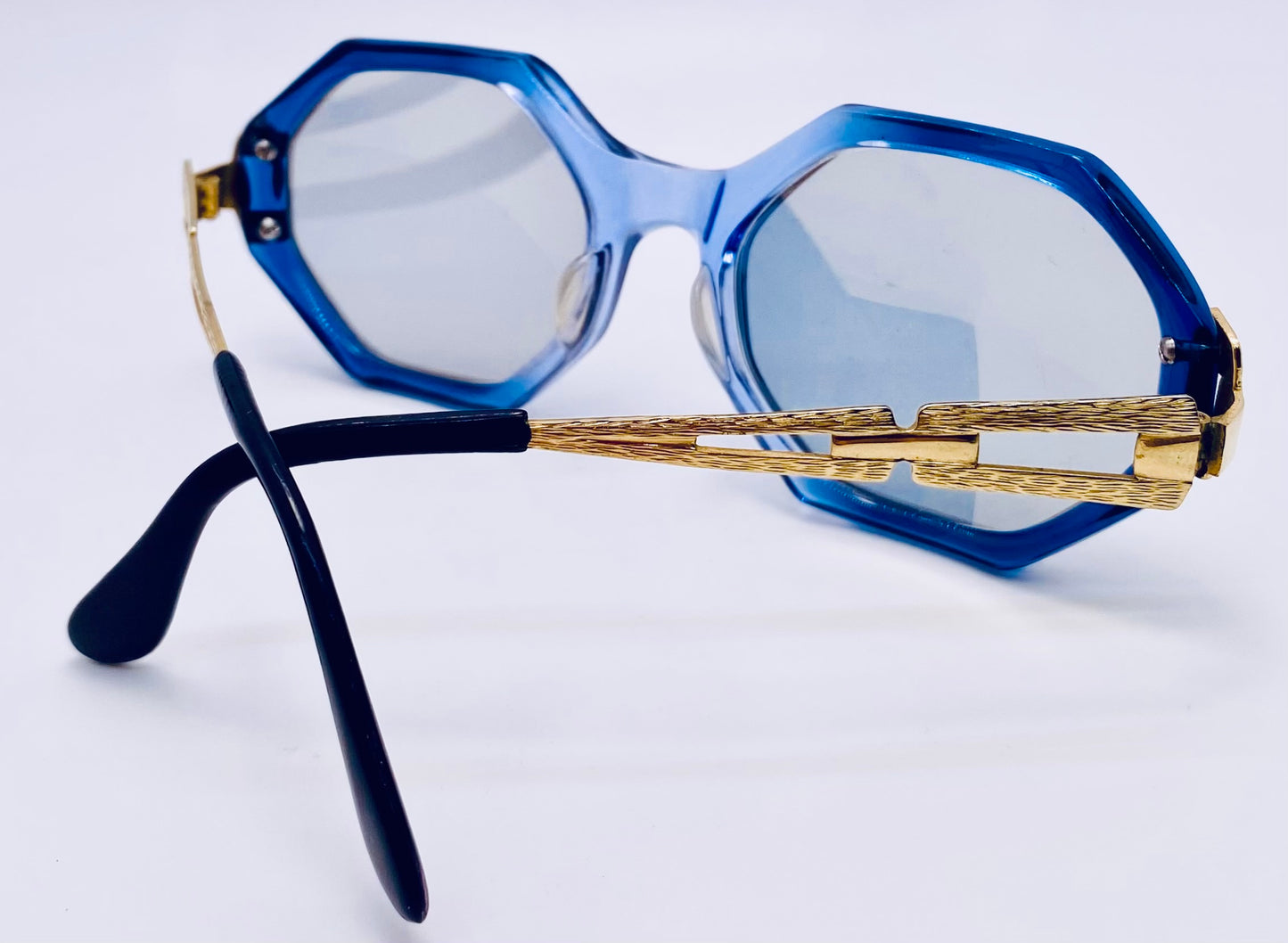 Vintage 1970s Pathway Hexagonal Blue Frame-Gold Temples-w/New Custom Berko’s Designs Lenses