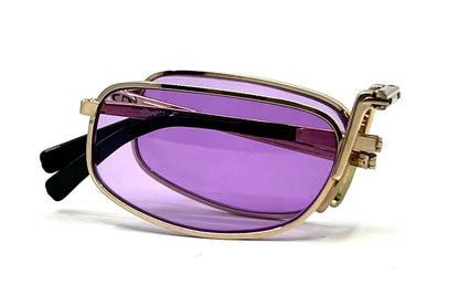 Christian Dior 2172 Monsieur Folding Gold 52-22 Purple Lenses