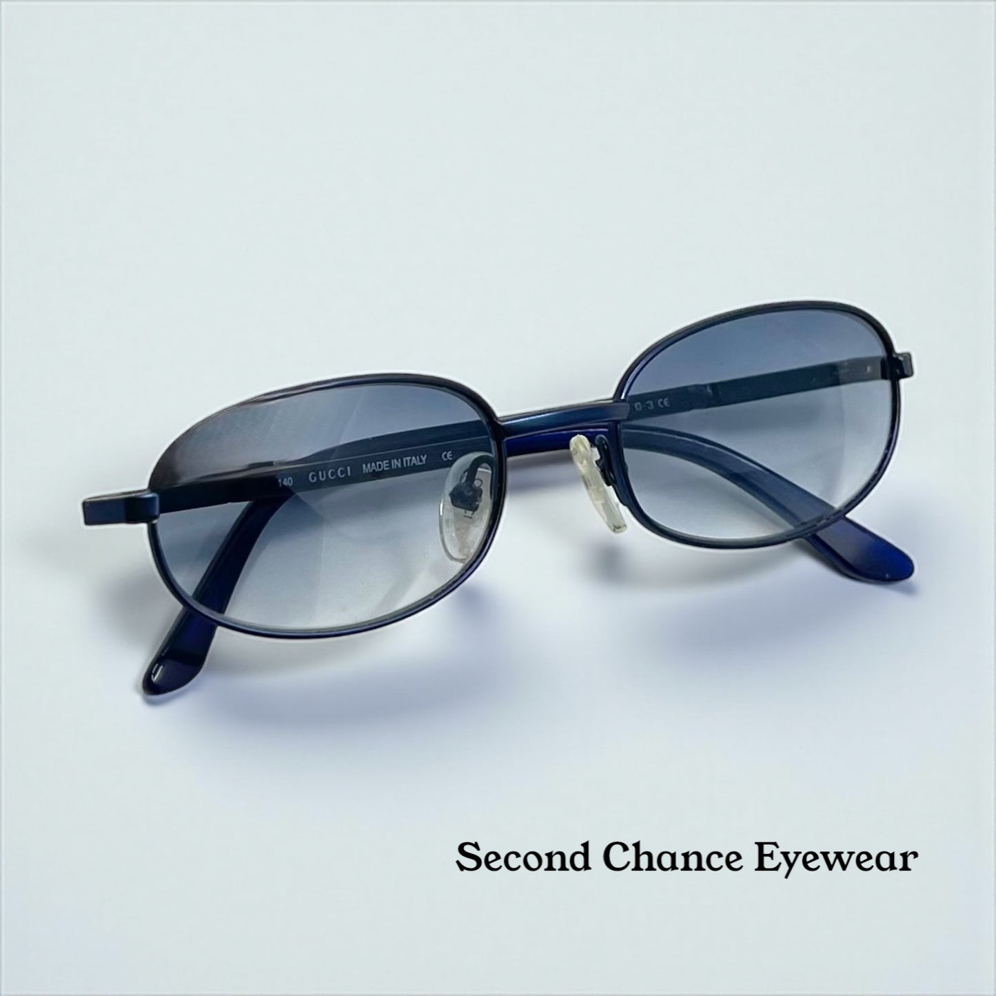 Gucci GG1374 6XG Blue Oval Y2K Sunglasses-New Gradient Custom Lenses-UNWORN