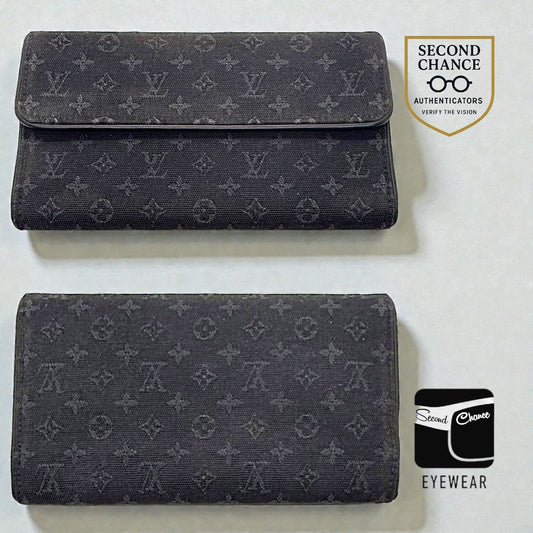 Louis Vuitton Monogram Mini Lin Long Wallet-Dark Blue-VINTAGE-Spain