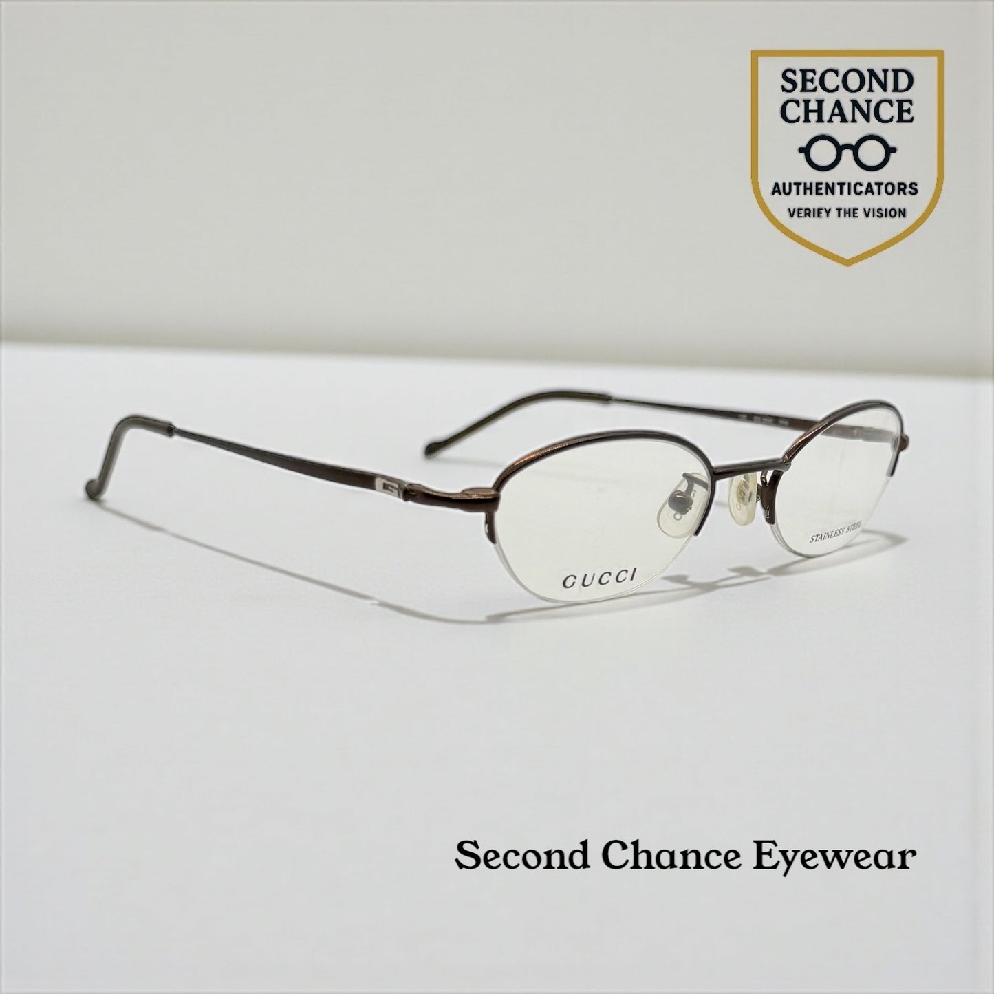 GUCCI GG 2660 7PR Y2K Vintage Half-Rim Oval Optical Frames – Italy