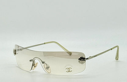 Chanel 4086 C.124/6Y Vintage Shield Sunglasses – Deadstock/Unworn-Camellia Silver