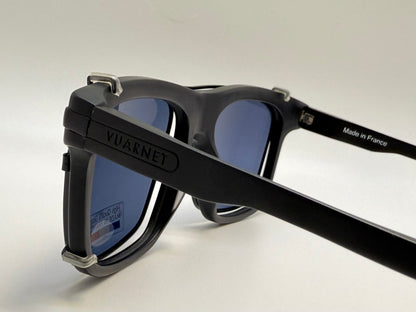 Brand New Vuarnet VL1404 0001 Matte Black Sunglasses with Polarized Blue Clip-Ons - Made in France