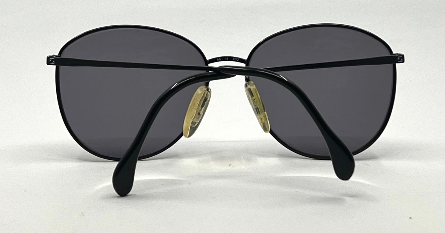 Zeiss 6595 4202 Vintage Sunglasses-New Solid Black Second Chance Custom Lenses-Unworn