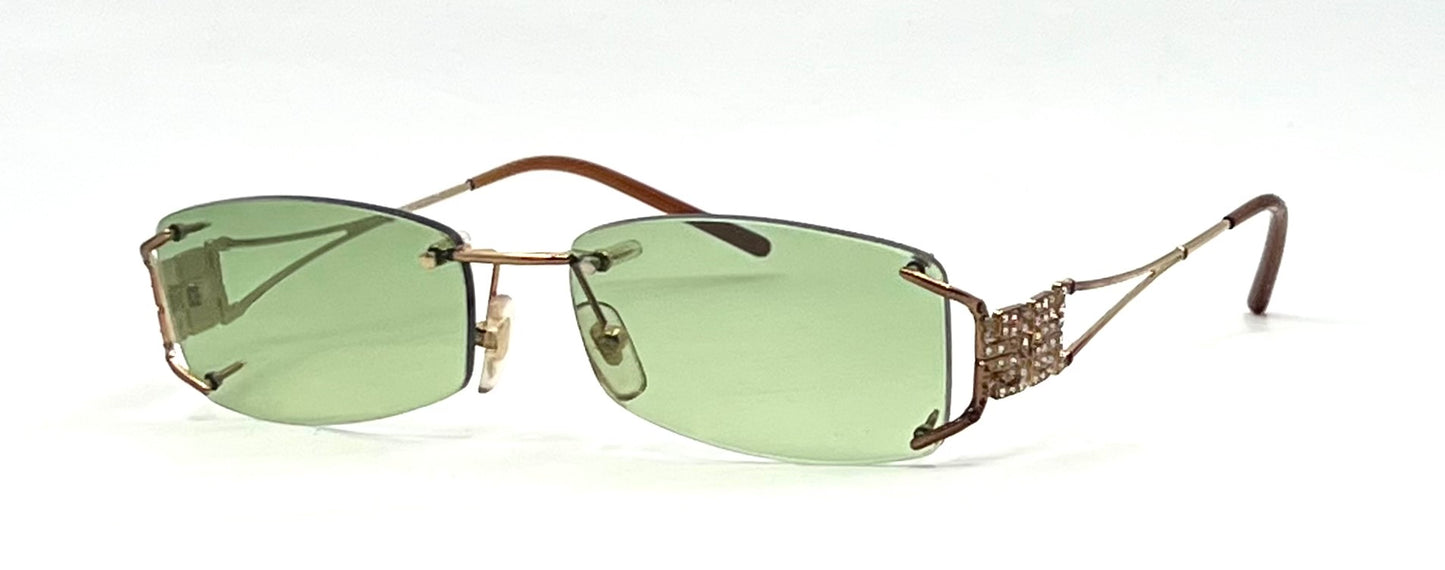 Versace MOD 1080-B Rimless Vintage Sunglasses-New Green Tinted Custom Lenses