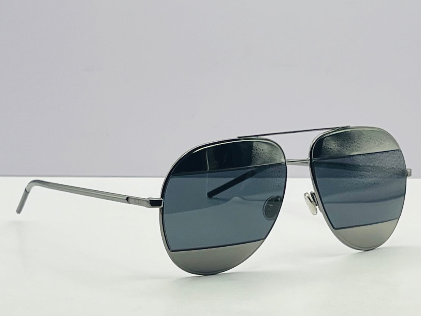 Christian Dior SPLIT 1 Aviator Sunglasses-Gunmetal Frame with Grey/Blue Lens Combo