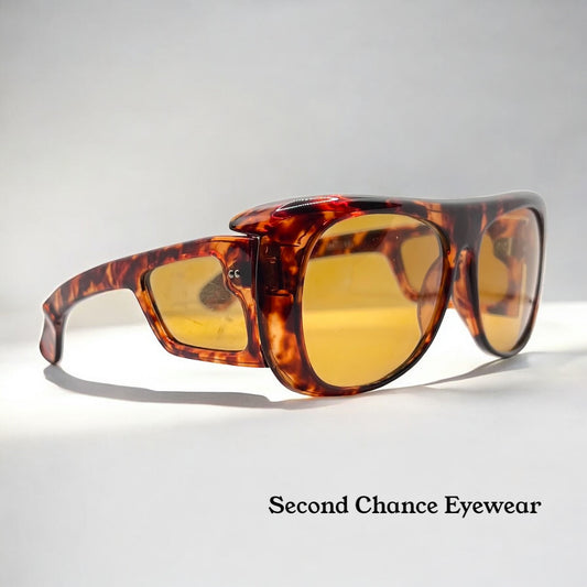 DUCAL VINTAGE Glacier Tortoise SHIELD Sunglasses ALL w/New Amber CUSTOM Lenses-60mm-Japan