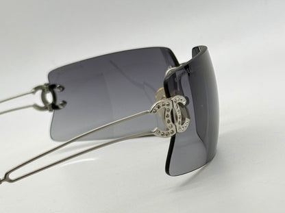 Chanel 4051-B Crystal CC Rimless Shield Sunglasses 170/76 Unworn Original Case