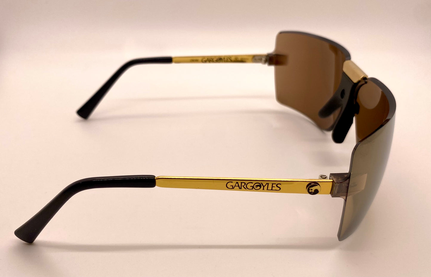 VINTAGE 1980s GARGOYLES USA-22K Gold Plated Mirrored Sunglasses 85mm w/Original case