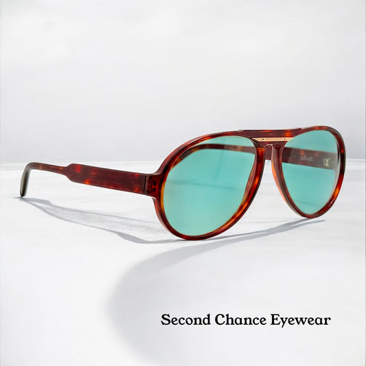 Vintage Silhouette M2095 Keyhole Aviator-Tortoise Acetate & Custom Aquamarine Lenses