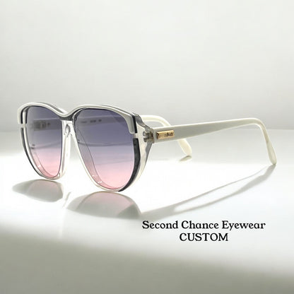 Silhouette M 1220 C 2952 Vintage White Sunglasses w/New Grey to Rose Gradient Custom Lenses-57mm-Austria