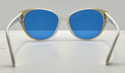 Silhouette M1149/20 Vintage Sunglasses White/Crystal w/New Solid Blue Custom Lenses-48mm-Unworn