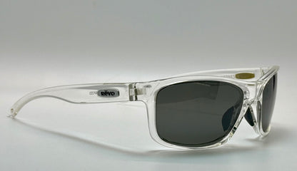 Vintage Revo HARNESS Polarized Sunglasses-Crystal Clear Frame w/New Dark Grey Polarized Lenses