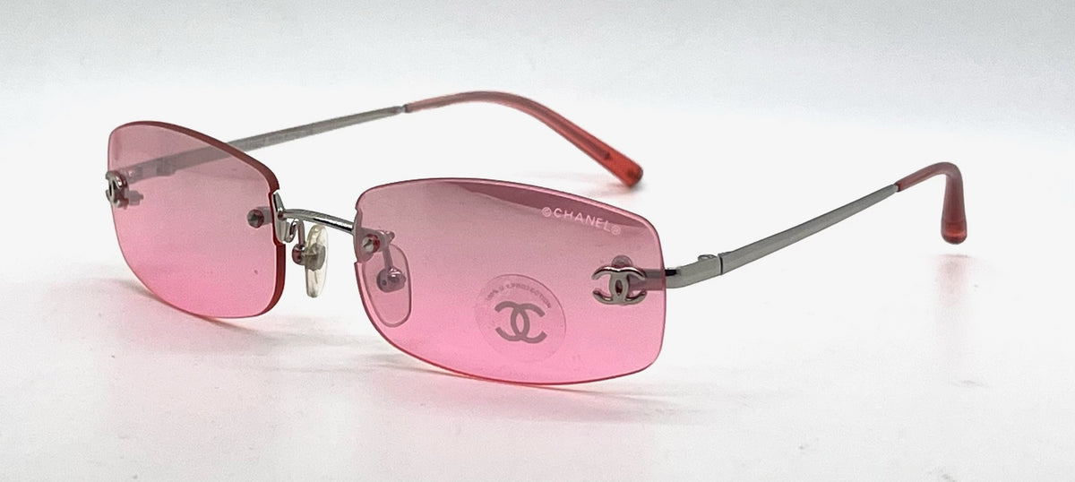 Chanel 4002 124/58 Vintage Y2K Rimless CC Pink Sunglasses-Unworn/Original/Italy