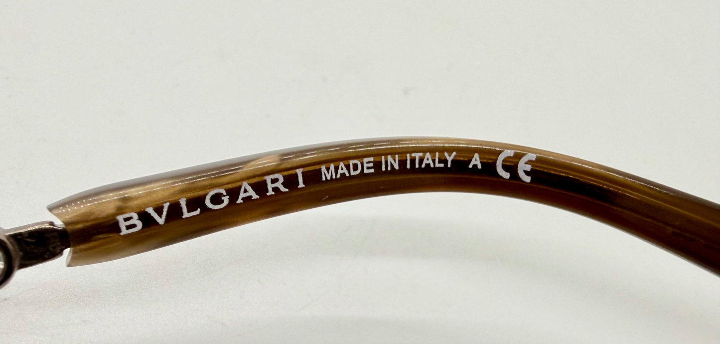 BVLGARI 6025-B Sunglasses-Crystal Temple-Brown Gradient Lenses-Unworn-Italy-60mm