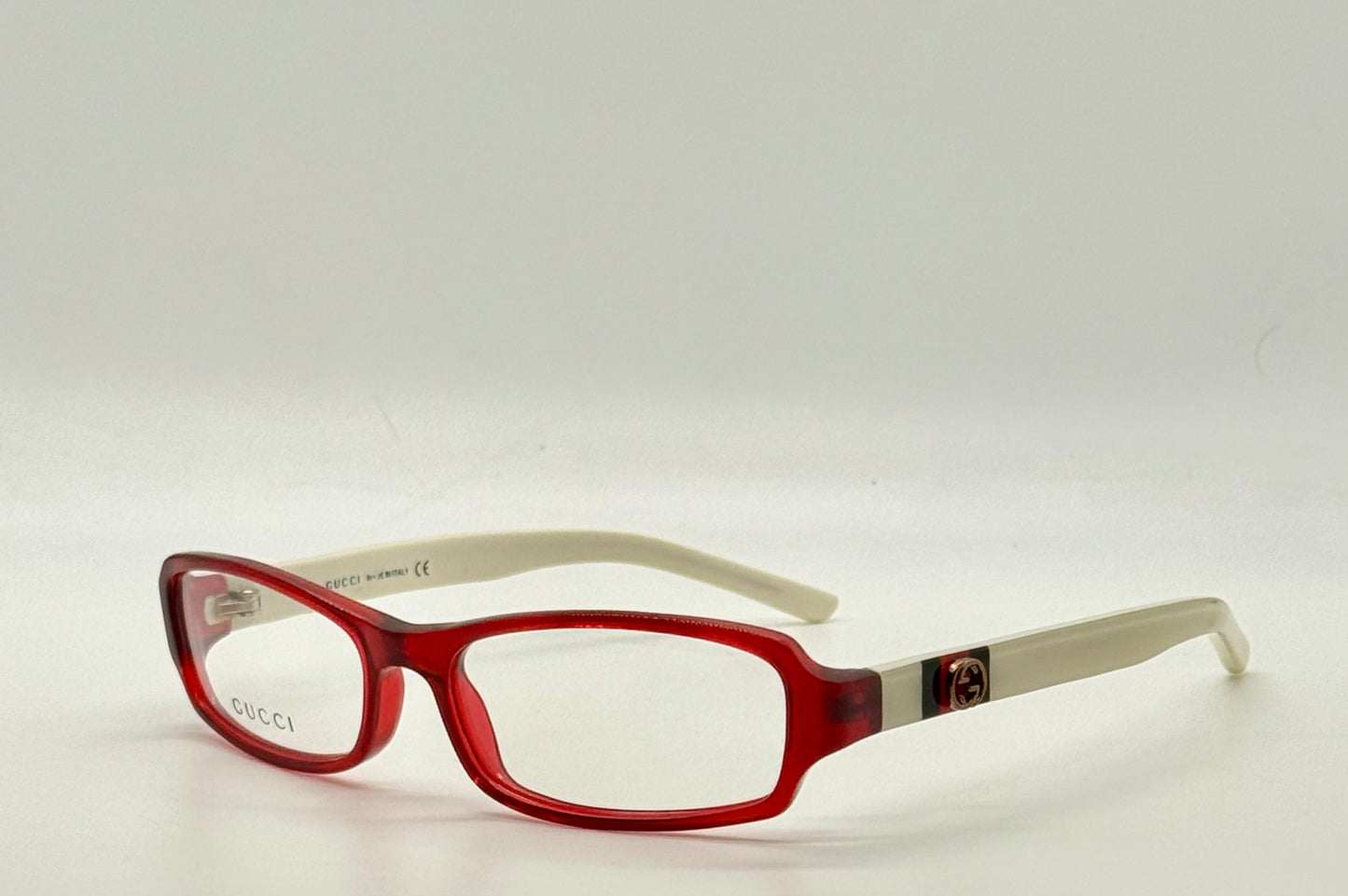 Gucci Gg 2568 Pr6 Red & Ivory Rectangular Eyeglasses-Vintage|Deadstock-Italy